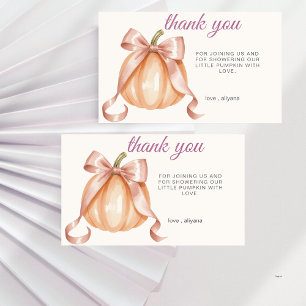 Tarjeta De Agradecimiento Chorreado de calabaza rosa niña baby shower