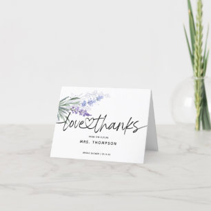 Tarjeta De Agradecimiento Chorreado de Ducha Nupcial de Caligrafía Lavanda E
