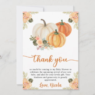 Tarjeta De Agradecimiento Chorreado de Otoño Calabaza y Cactus Baby Shower