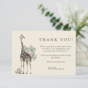 Tarjeta De Agradecimiento Chorreado Safari Jirafa Baby Shower Nombre Persona