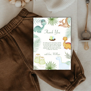 Tarjeta De Agradecimiento Chorreante Volcán Tropical Dinosaurio Baby Shower