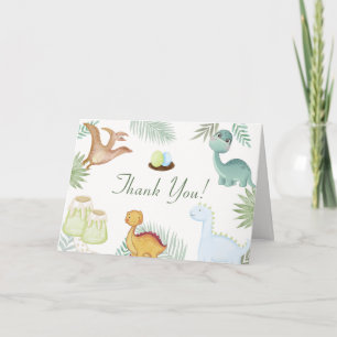 Tarjeta De Agradecimiento Chorreo Boho Volcán Tropical Dinosaurio Baby Showe