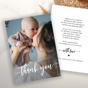 Tarjeta De Agradecimiento Chorreo de baby shower con guión moderno