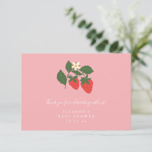 Tarjeta De Agradecimiento Chorreo de bebé boho de fresa rosa vintage de vera