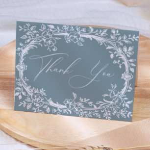 Tarjeta De Agradecimiento Chorreo de bebé floral azul atemporal vintage