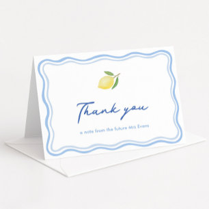 Tarjeta De Agradecimiento Chorreo de Citrus Azul Pálido Boho Cumple de Bebé