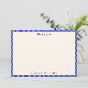 Tarjeta De Agradecimiento Chorreo de cuadros azules abstractos para baby sho