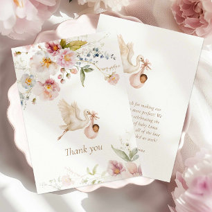 Tarjeta De Agradecimiento Chorreo de flores silvestres para niña Baby Shower