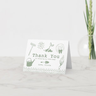 Tarjeta De Agradecimiento Chorreo de Jardín Dibujado a Mano para Baby Shower
