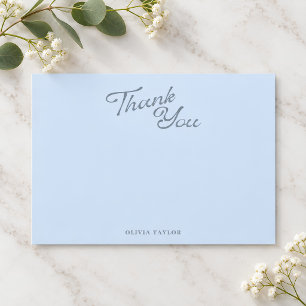 Tarjeta De Agradecimiento Chorreo Retro Azul Moderno Minimalista Baby Shower