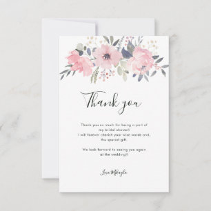 Tarjeta De Agradecimiento Chorro de Acuarela Floral Rosa para Despedida de S