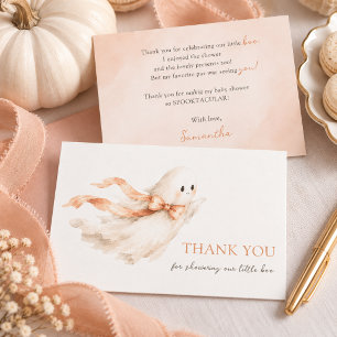Tarjeta De Agradecimiento Chorro de acuarela Little Boo Halloween Baby Showe