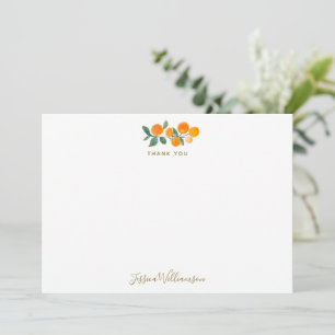 Tarjeta De Agradecimiento Chorro de Acuarela Naranjas Ducha de Novia Rústica