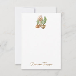 Tarjeta De Agradecimiento Chorro de Agua Boho Cactus Pampas Planta Despedida