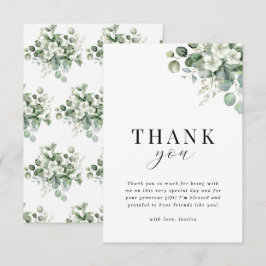 Tarjeta De Agradecimiento Chorro de Agua Floral Acuarela Boda de Eucalipto B