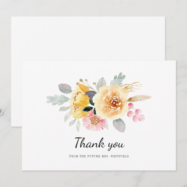 Tarjeta De Agradecimiento Chorro de agua floral de boda (Anverso / Reverso)