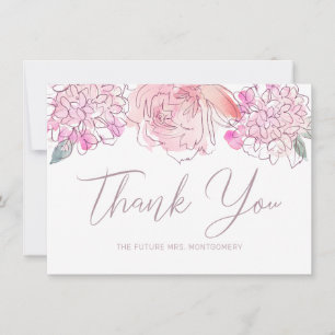 Tarjeta De Agradecimiento Chorro de agua Rosa Floral Bridal Shower