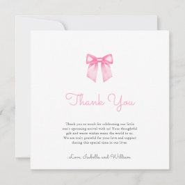 Tarjeta De Agradecimiento Chorro de Bebé de Lazo Rosa Suave Elegante
