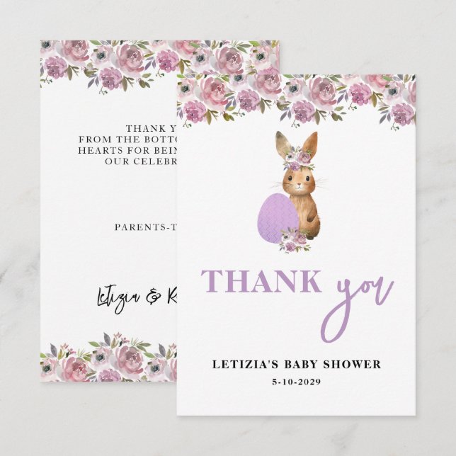 Tarjeta De Agradecimiento Chorro de Bebé de Pascua (Anverso / Reverso)