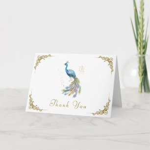 Tarjeta De Agradecimiento Chorro de Bebé Elegante Pavo Real Vintage