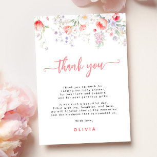 Tarjeta De Agradecimiento Chorro de bebé floral en acuarela elegante rosa