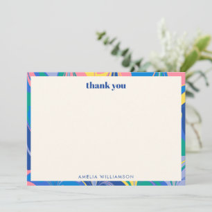 Tarjeta De Agradecimiento Chorro de boda azul personalizado abstracto y colo
