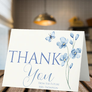 Tarjeta De Agradecimiento Chorro de Boda de Flores Silvestres Azul Polvorien