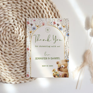 Tarjeta De Agradecimiento Chorro de Crema Pálida Oso de Peluche Baby Shower