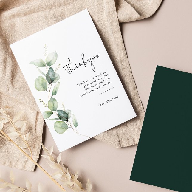 Tarjeta De Agradecimiento Chorro de eucalipto elegante para baby shower (Eucalyptus Greenery Baby Shower Thank You Card)