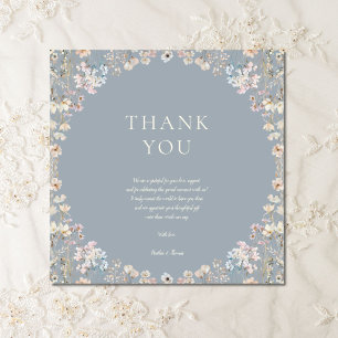 Tarjeta De Agradecimiento Chorro de flores silvestres azul polvoriento elega