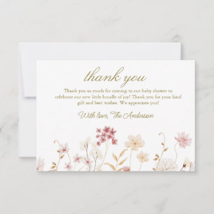 Tarjeta De Agradecimiento Chorro de Flores Silvestres Elegantes para Baby Sh