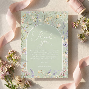 Tarjeta De Agradecimiento Chorro de flores silvestres verde Baby Shower