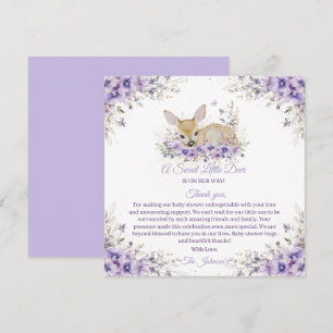 Tarjeta De Agradecimiento Chorro de Lavanda Púrpura Floral Ciervo Baby Showe