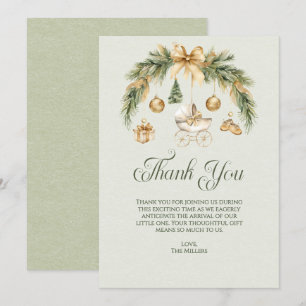 Tarjeta De Agradecimiento Chorro de Navidad en Acuarela Invierno Baby Shower
