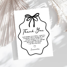 Tarjeta De Agradecimiento Chorro de Novia con Lazo Coquette Dibujado a Mano