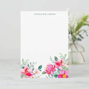 Tarjeta De Agradecimiento Chorro de Novia Floral Acuarela Rosa Brillante Per