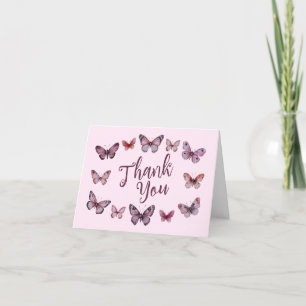 Tarjeta De Agradecimiento Chorro de Novia Mariposas Elegantes PERSONALIZADO
