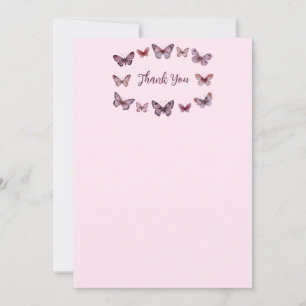 Tarjeta De Agradecimiento Chorro de Novia Mariposas Elegantes PERSONALIZADO