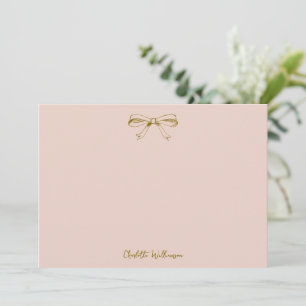 Tarjeta De Agradecimiento Chorro de Novia Rosa Rubor con Lazo Coquette Manus