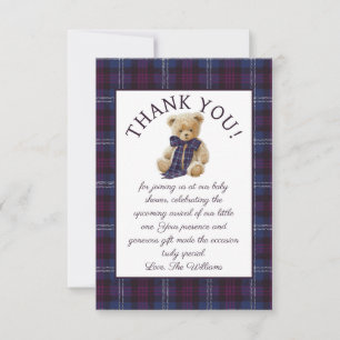 Tarjeta De Agradecimiento Chorro de oso de lujo Baby Shower