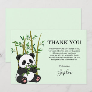 Tarjeta De Agradecimiento Chorro de Panda de Bambú Menta Baby Shower