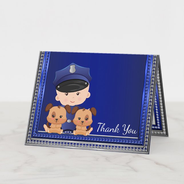 Tarjeta De Agradecimiento Chorro de Policía para Bebé (Cute police baby shower thank you card. Add your message or leave blank.)