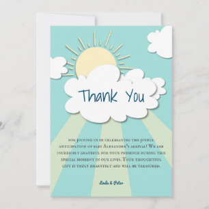 Tarjeta De Agradecimiento Chorro de Sol Moderno Baby Shower