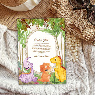 Tarjeta De Agradecimiento Chorro de Vegetación Tropical Dinosaurio Baby Show