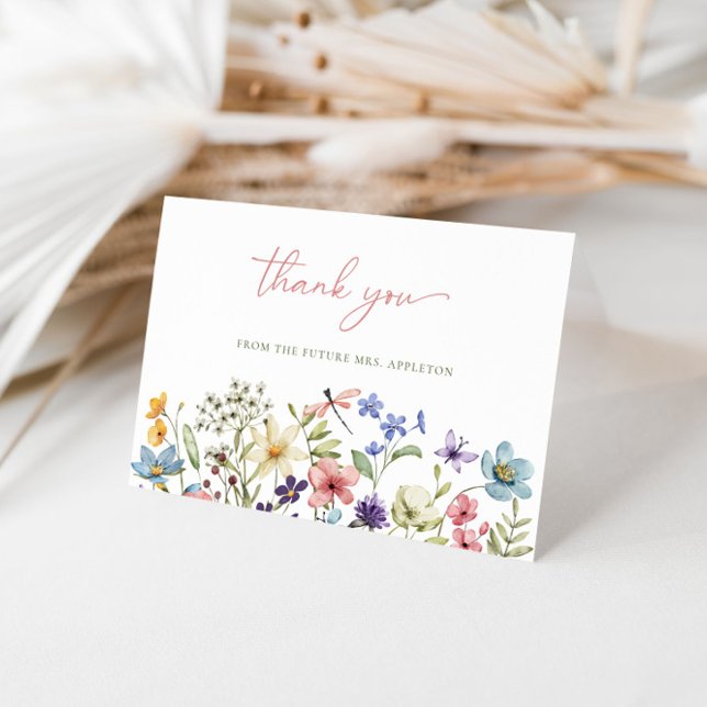 Tarjeta De Agradecimiento Chorro Nupcial de Caligrafía de Flores Silvestres  (Subido por el creador)