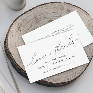 Tarjeta De Agradecimiento Chorro Nupcial de Letra Elegante Moderna
