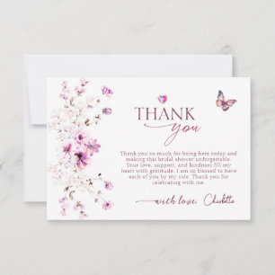 Tarjeta De Agradecimiento Chorro Nupcial de Rosa Rubí Pastel Flor Silvestre