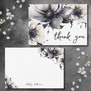 Tarjeta De Agradecimiento Chorro Nupcial Floral Acuarela Moderno Elegante