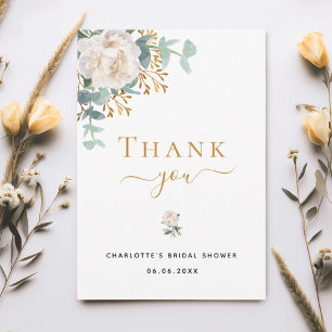 Tarjeta De Agradecimiento Chorro nupcial floral eucalipto elegancia