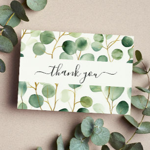 Tarjeta De Agradecimiento Chorro Nupcial Moderno y Elegante con Vegetación